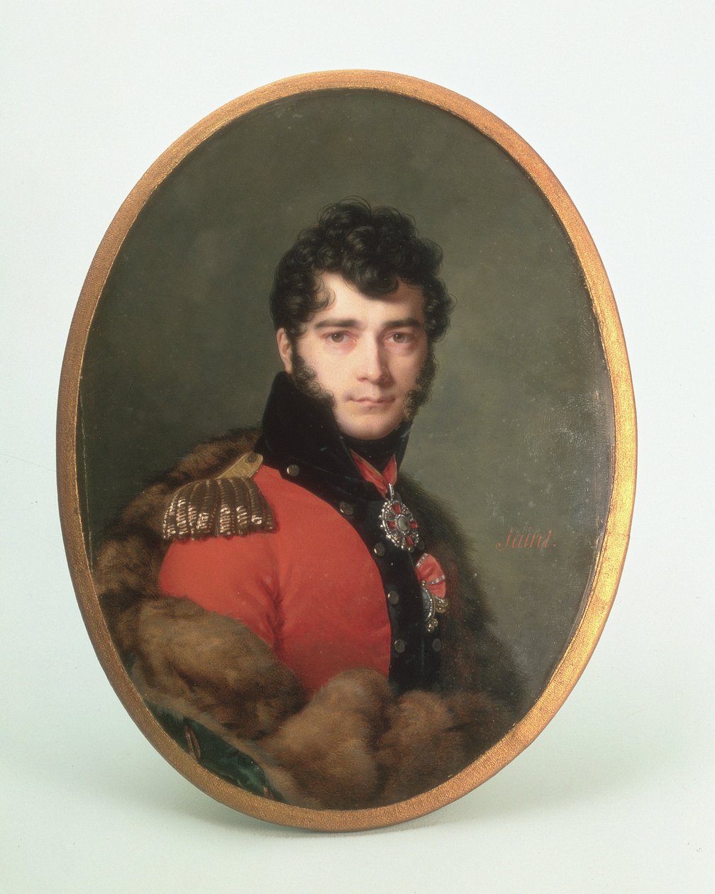 Miehen muotokuva punaisessa univormussa (wc ja guassi norsunluun päällä) tekijältä Daniel Saint