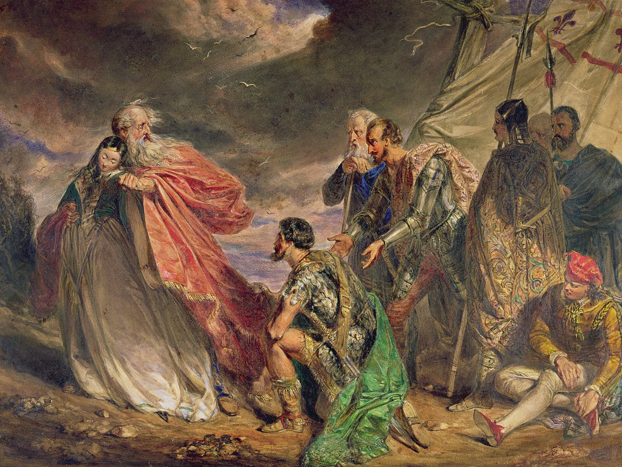 Lear ja Cordelia, n. 1843 (akvarelli) tekijältä Daniel Maclise