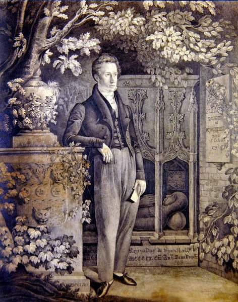 Richard Sainthillin muotokuva, n. 1820–1850 (kynä paperille) tekijältä Daniel Maclise