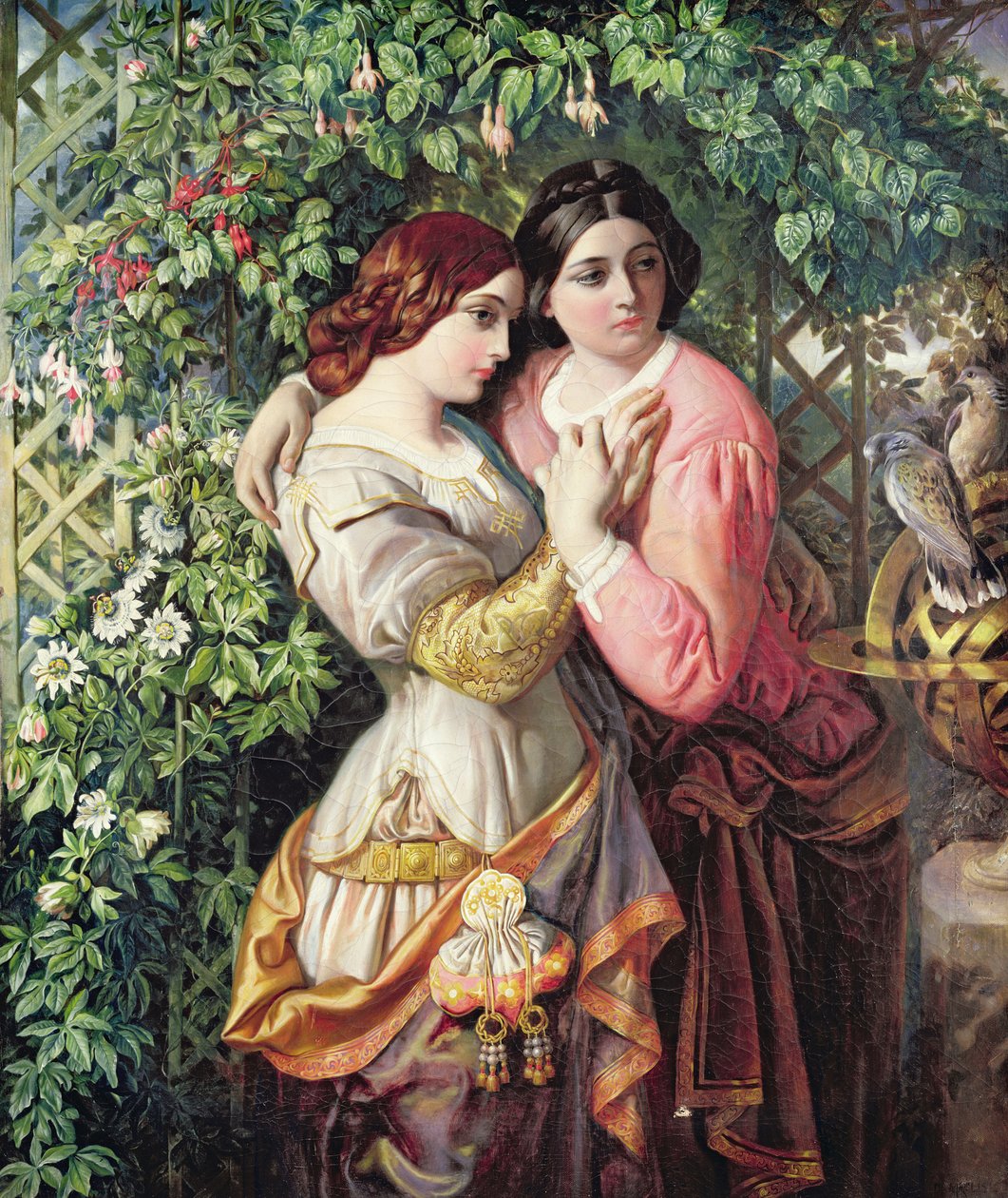 Rosalind ja Celia, n. 1845 (öljy kankaalle) tekijältä Daniel Maclise