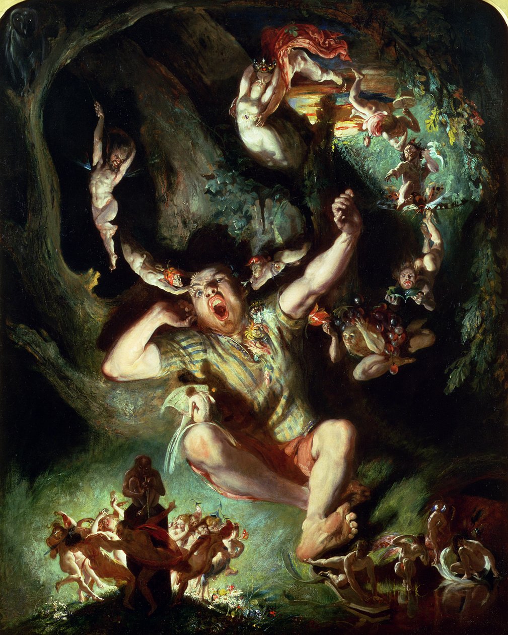 The Disenchantment of Bottom, "Kesäyön unelma" näytöksen IV kohtaus I, William Shakespeare (1564-1616) (öljy kankaalle) tekijältä Daniel Maclise