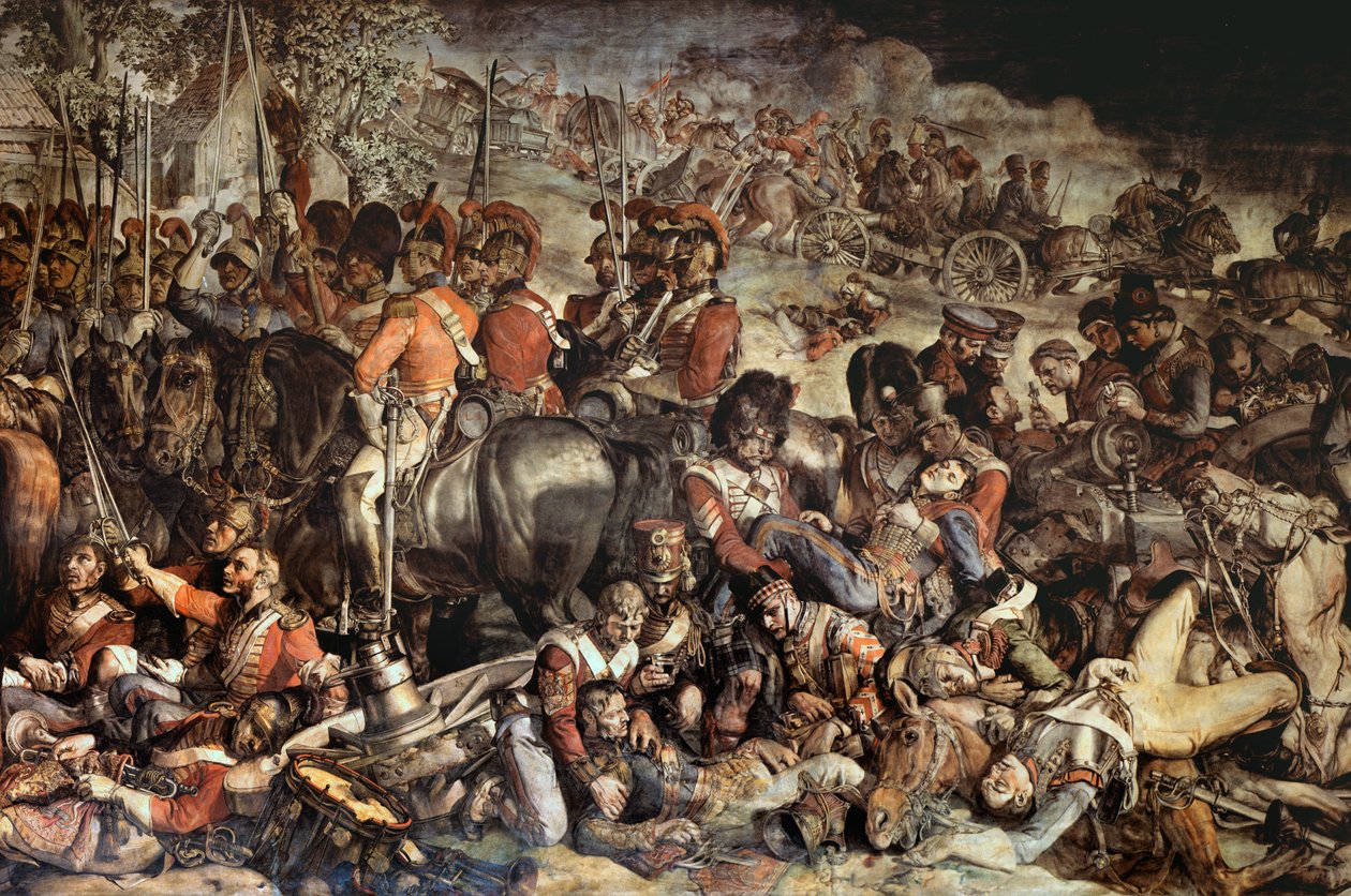 Wellingtonin ja Blucherin tapaaminen Waterloon jälkeen (seinämaalaus) (yksityiskohta 200144) tekijältä Daniel Maclise