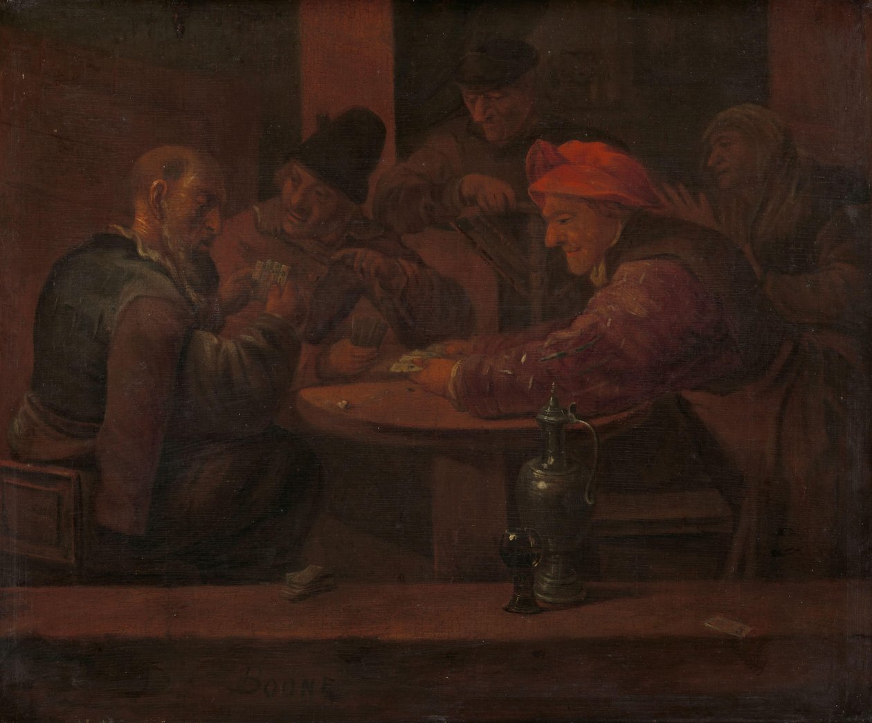 Miehet pelaavat korttia tavernassa tekijältä Daniel Boone