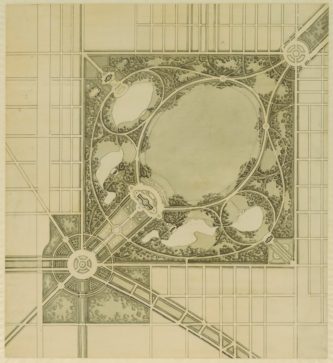Chicagon suunnitelma, levy 62, ehdotetun puiston suunnitelma, 1909. tekijältä Daniel Burnham