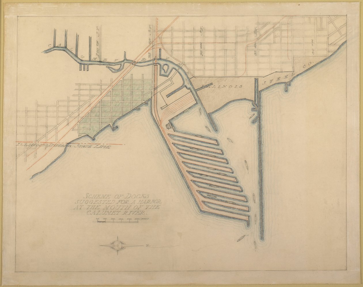 Kilpi 72 Chicagon suunnitelmasta, 1909: Chicago. Piirrä kaavio suussa ehdotetuista telakoista... tekijältä Daniel Burnham