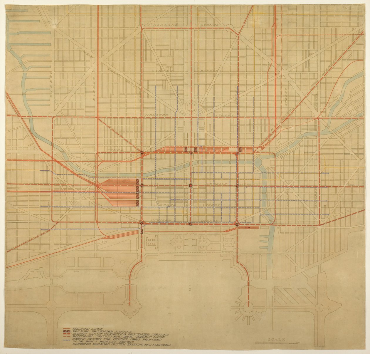 Kilpi 80 Chicagon suunnitelmasta, 1909: Chicago. Kaavio kaupungin keskustasta, jossa näkyy ehdotettu... tekijältä Daniel Burnham