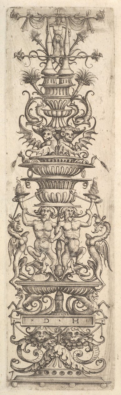 Kynttelikkö groteskki, n. 1485-1536. tekijältä Daniel Hopfer
