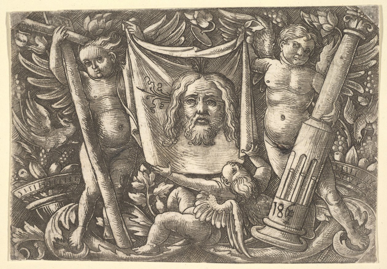 Kahden enkelin hallussa oleva Sudarium, n. 1515. tekijältä Daniel Hopfer