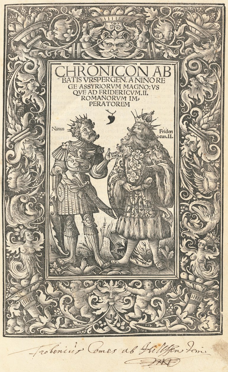 Urspergenin apottin kronikka tekijältä Daniel Hopfer and Burchardus Biberacensis, Provost of Ursperg