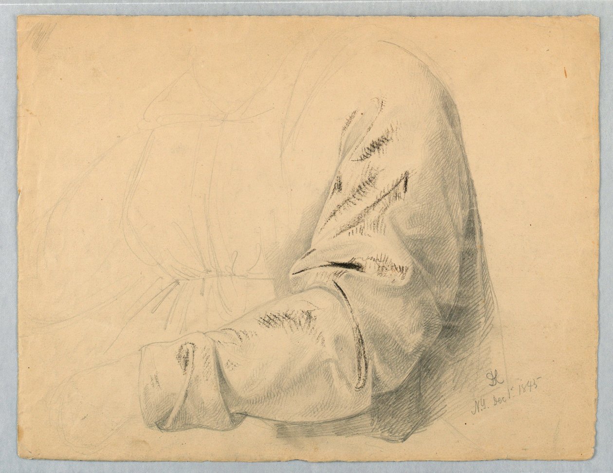 Piirustus, Drapery Study of Bodice, 1. joulukuuta 1845. tekijältä Daniel Huntington