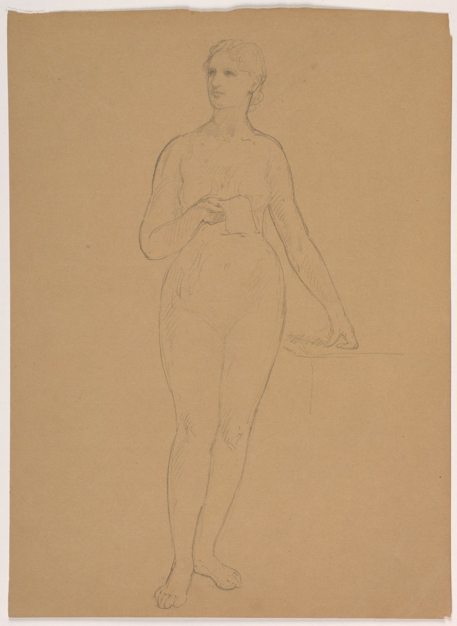 Piirustus, Naisalaston seisova nainen, 1850-60 tekijältä Daniel Huntington