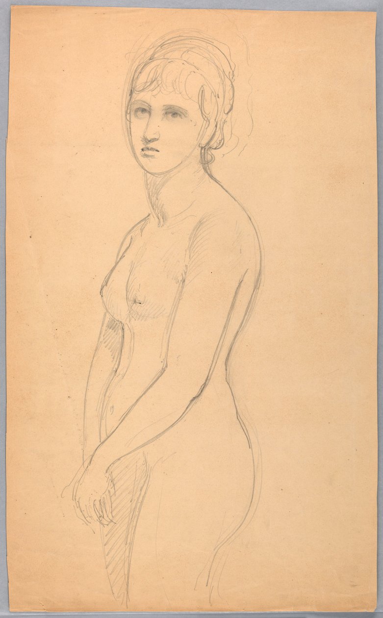 Piirustus, Naisalaston seisova nainen, 1860-70 tekijältä Daniel Huntington
