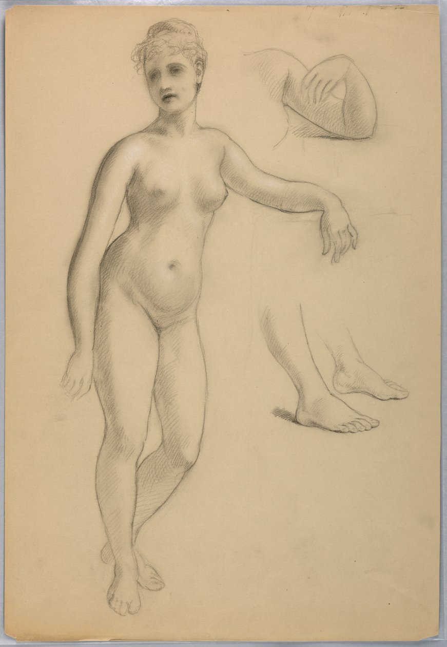 Piirros, Naisalaston seisova nainen, syyskuu, 1860-70 tekijältä Daniel Huntington