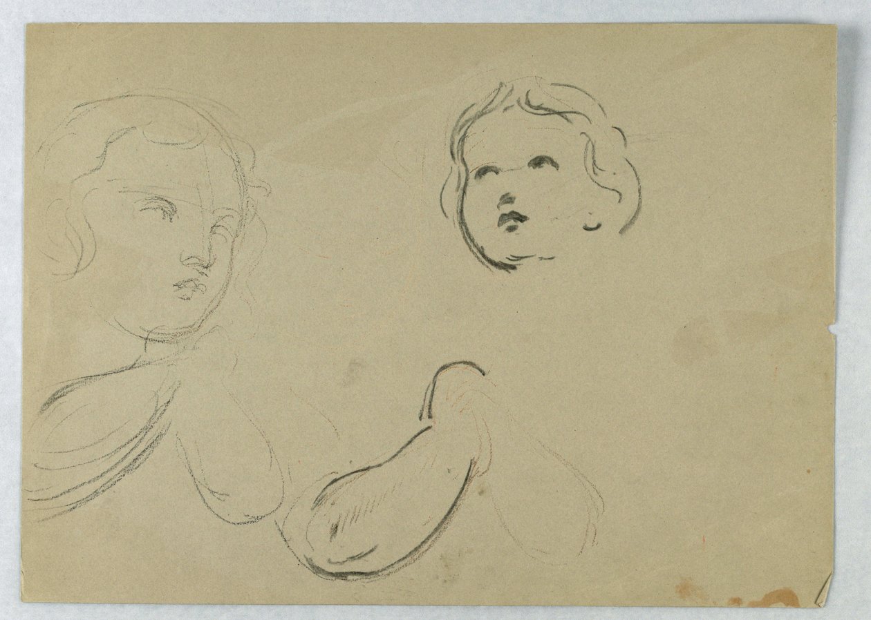 Piirustus, Lapsen pää- ja käsivarsiopinnot, 1840-45 tekijältä Daniel Huntington
