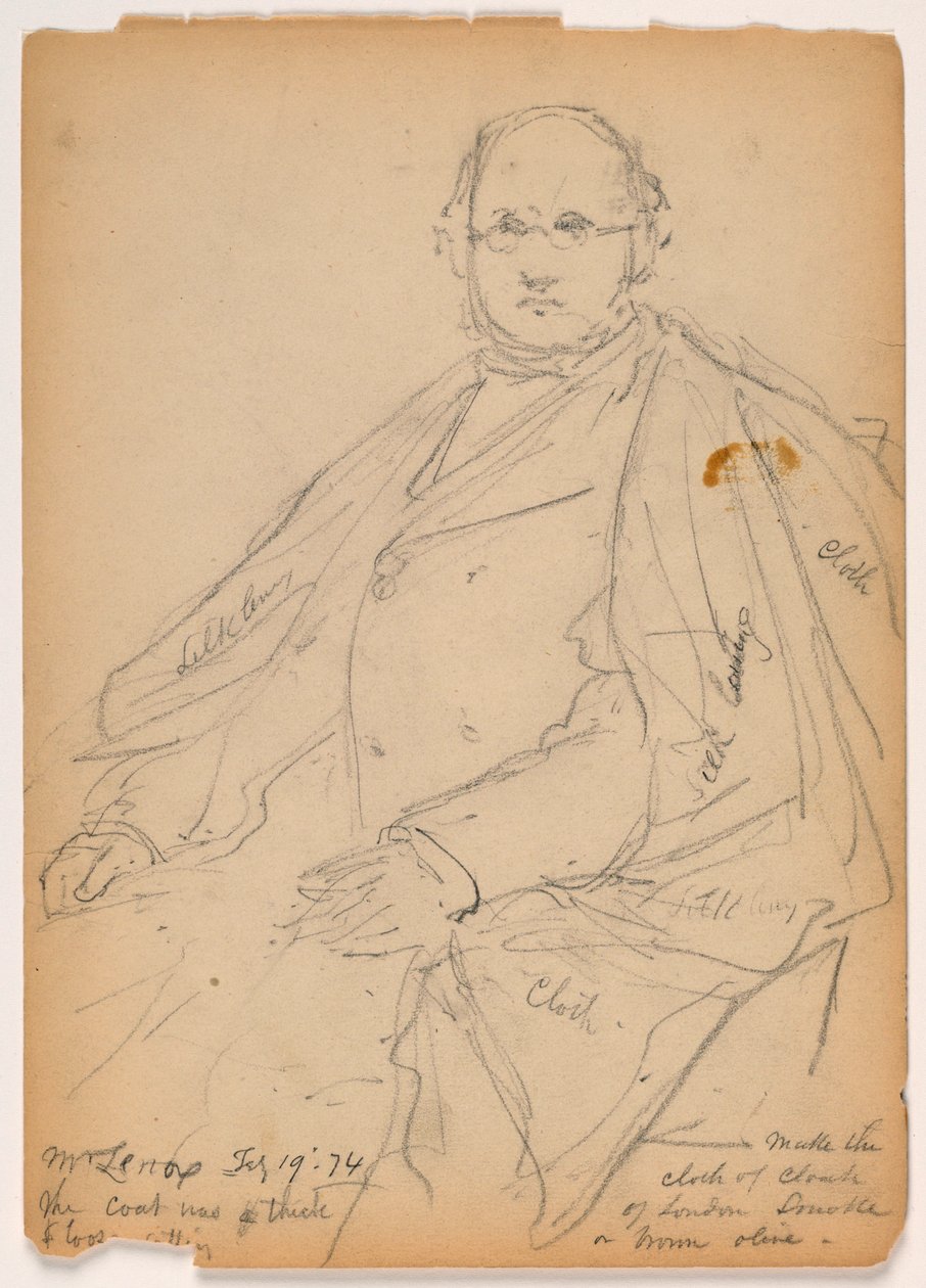 Piirros, James Lenox istumassa, 19. helmikuuta 1874. tekijältä Daniel Huntington