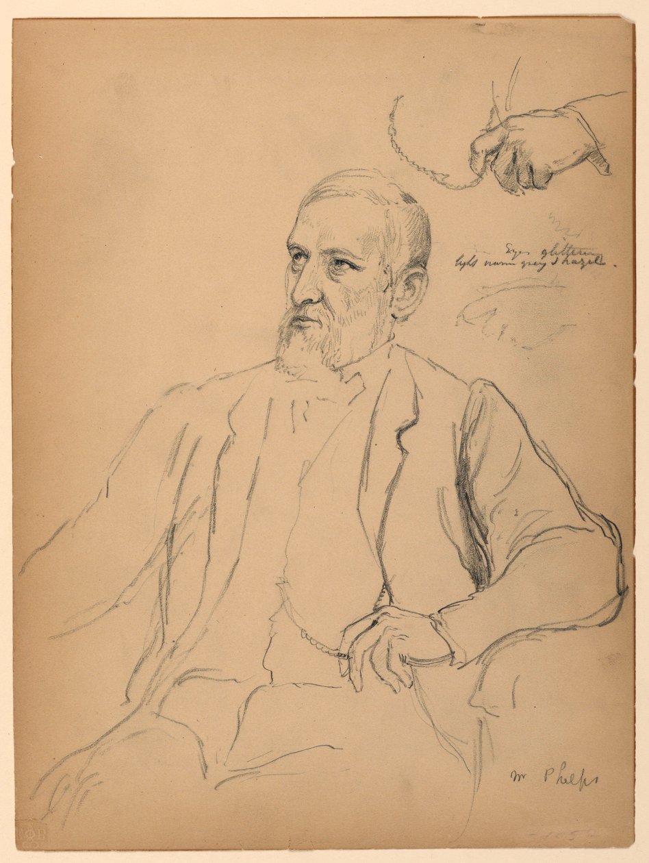 Piirros, John Jay Phelps istumassa, S, 1863 tekijältä Daniel Huntington