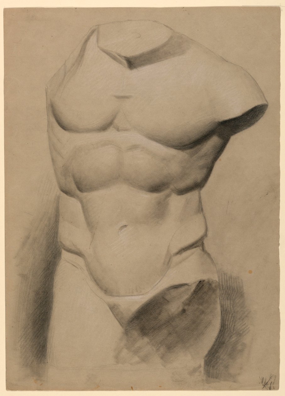 Piirros, miehen vartalo kipsistä, 1840 tekijältä Daniel Huntington