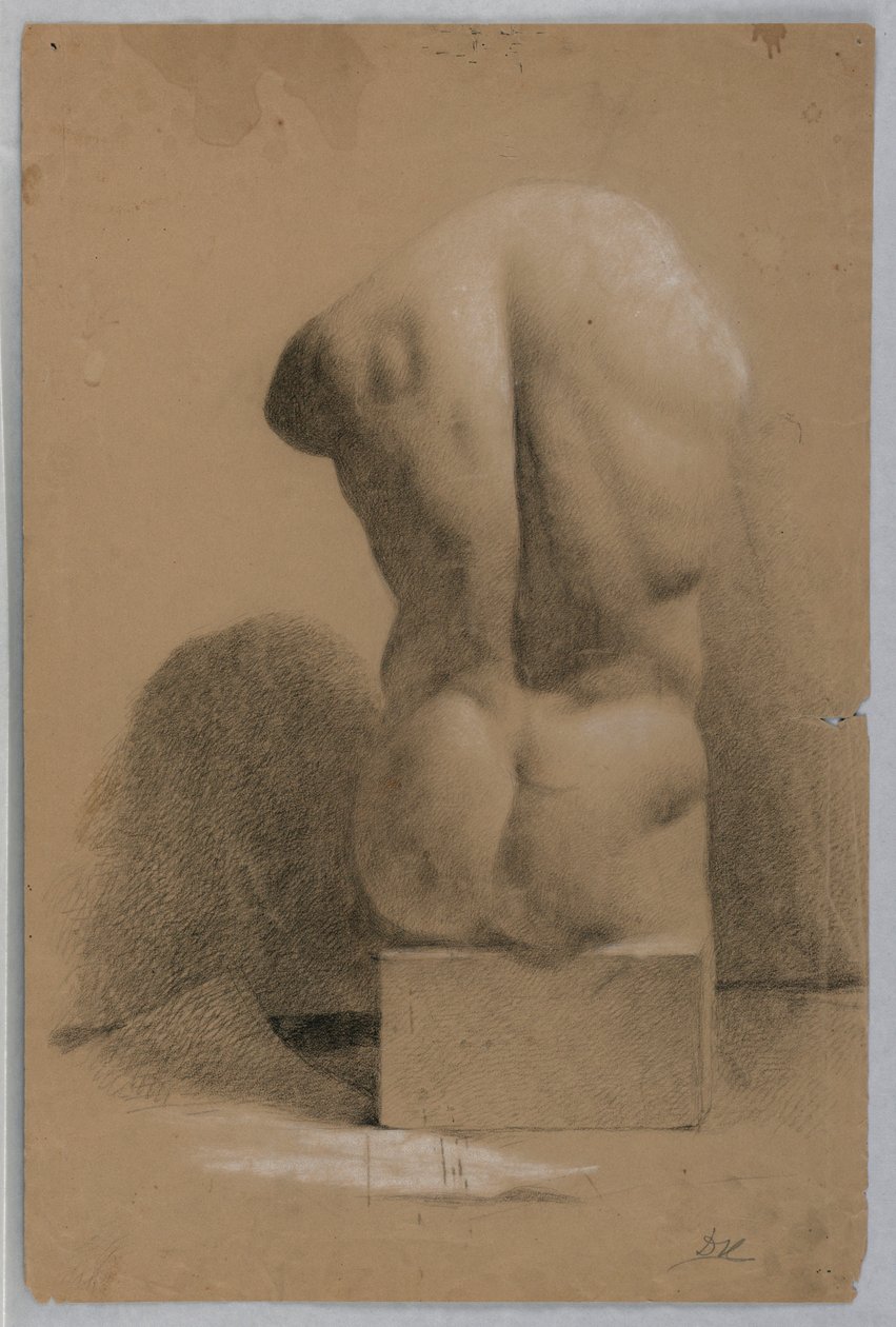 Piirros, miehen vartalo kipsistä, 1840 tekijältä Daniel Huntington