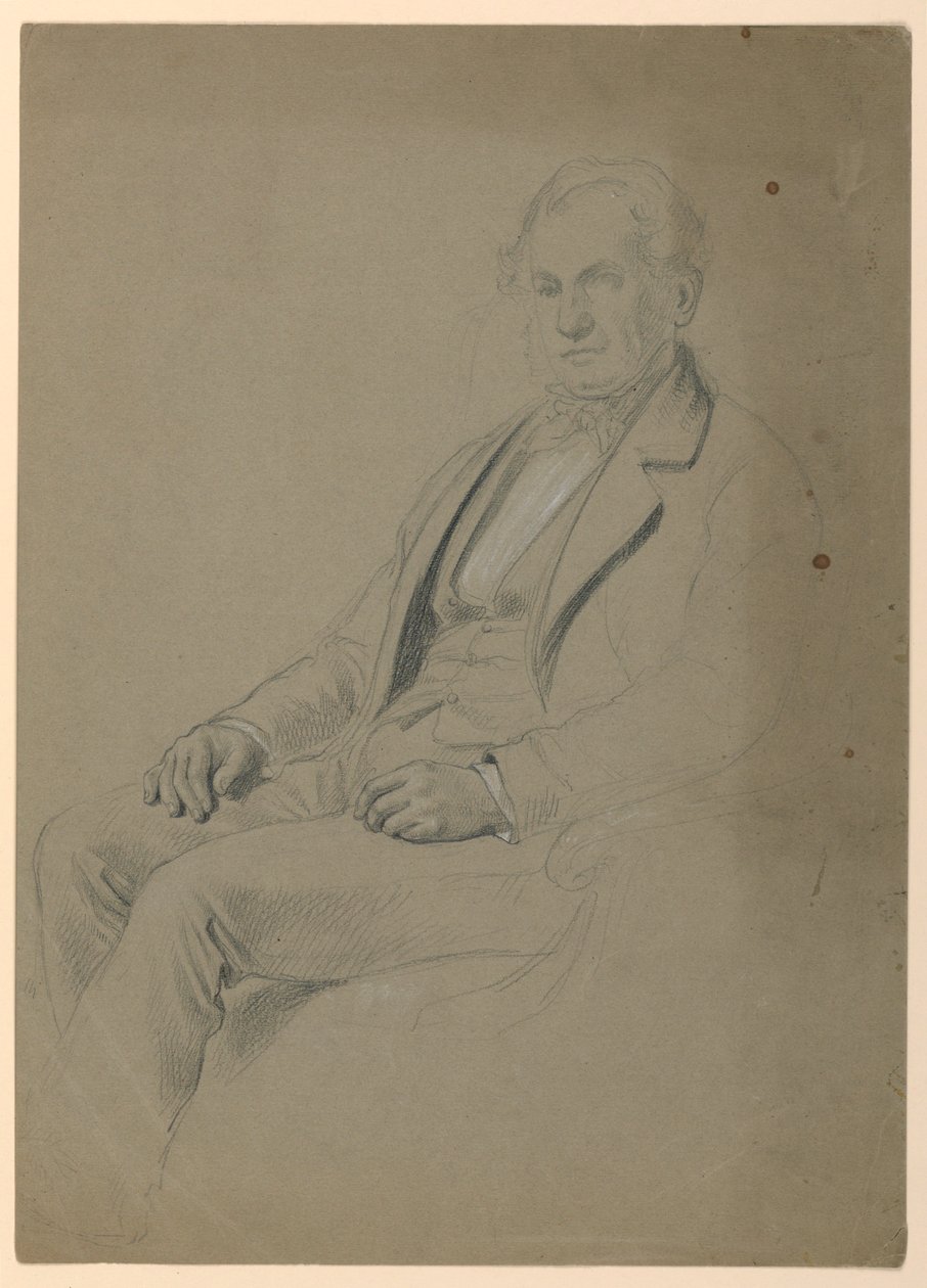 Piirros, istuva mies, 1860 tekijältä Daniel Huntington