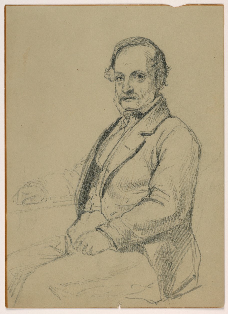 Piirros, istuva mies, n. 1860 tekijältä Daniel Huntington