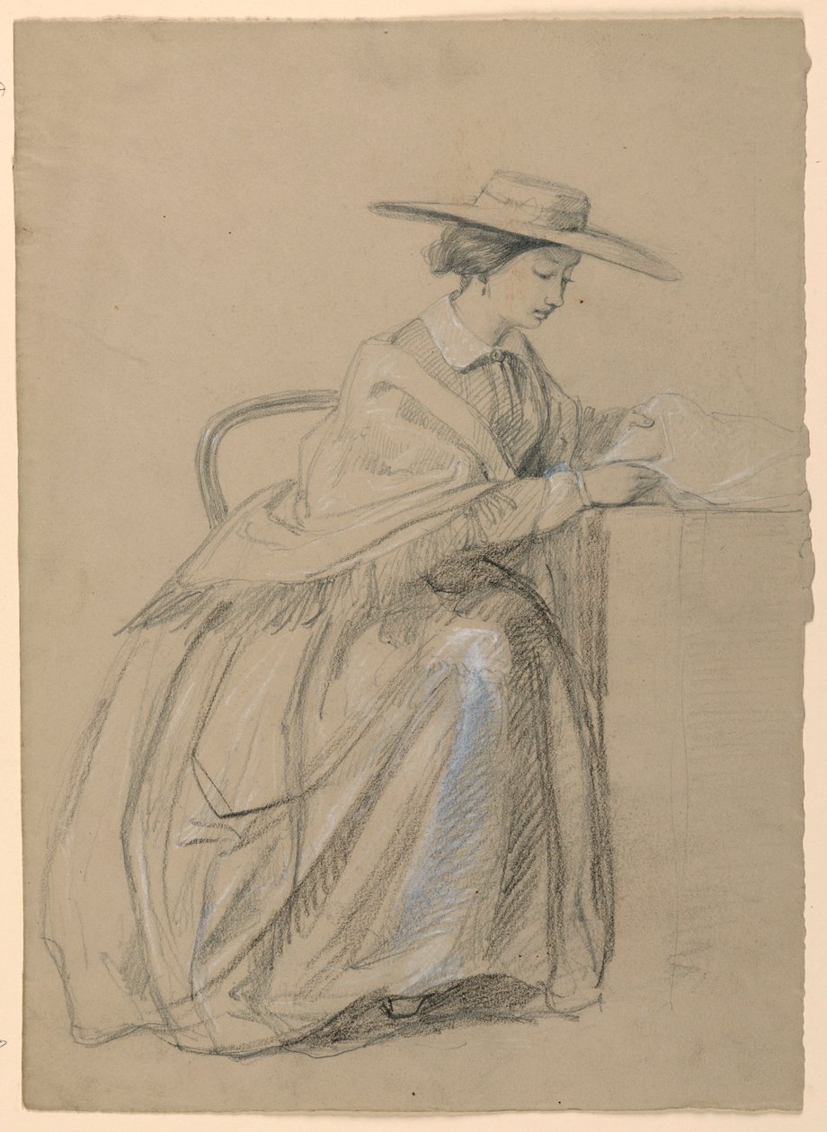 Piirros, rouva Sheppard Gandy istumassa, 1859 tekijältä Daniel Huntington