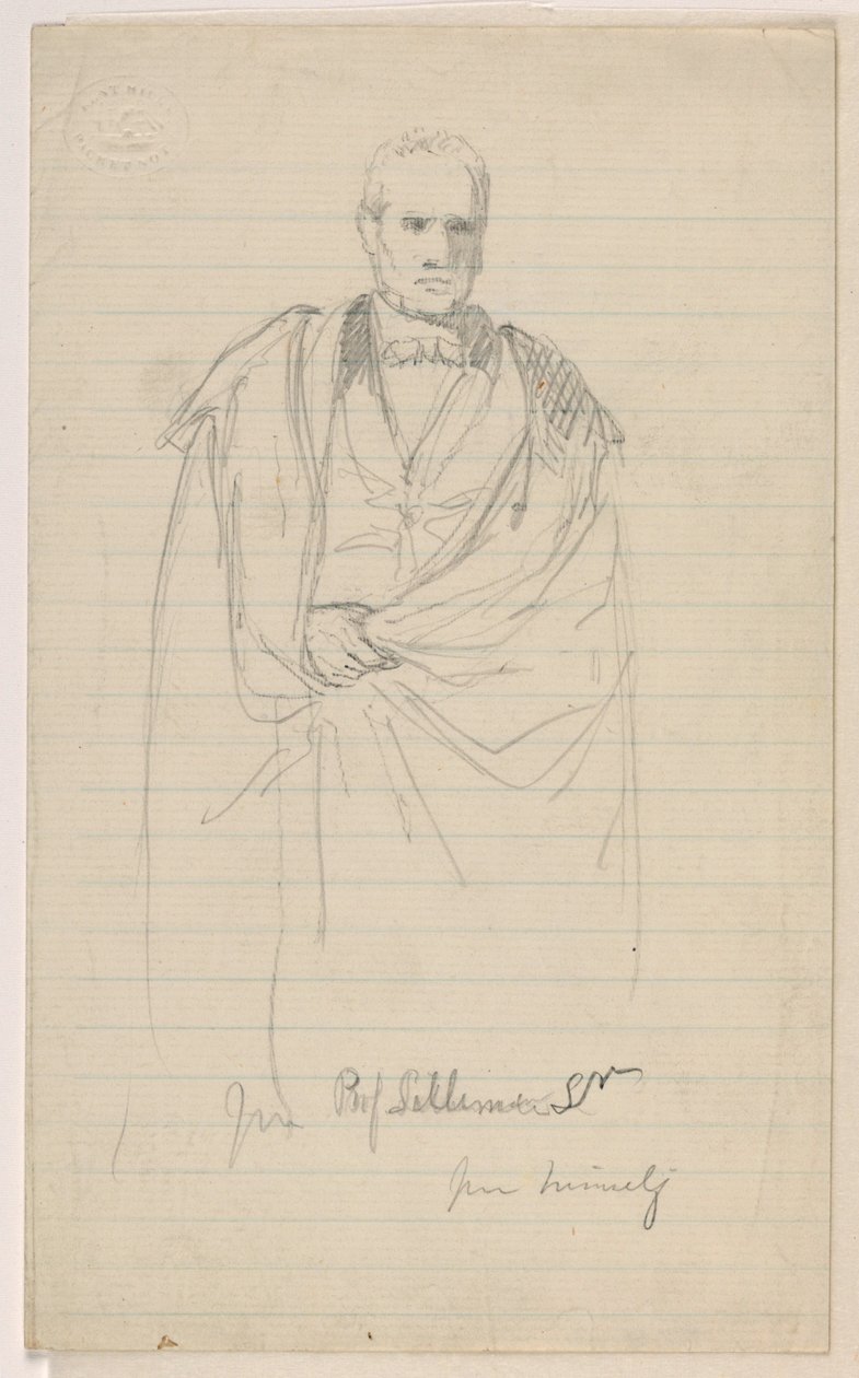 Piirustus, professori Benjamin Silliman, Sr. Seisoo; vasen: Prof. Benjamin Silliman, Sr. Istumassa, 1858 tekijältä Daniel Huntington