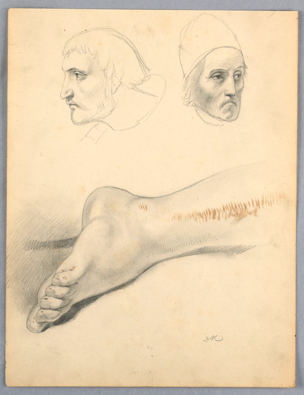 Piirros, oikea jalka ja kaksi päätä S, 1852 tekijältä Daniel Huntington