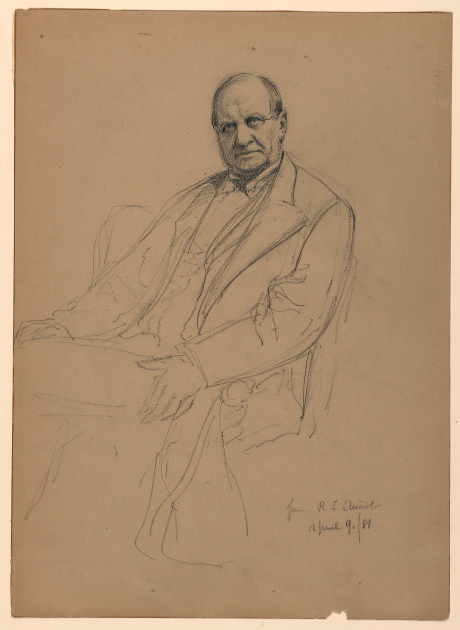 Piirros, Robert L. Stuart istumassa, 1881 tekijältä Daniel Huntington