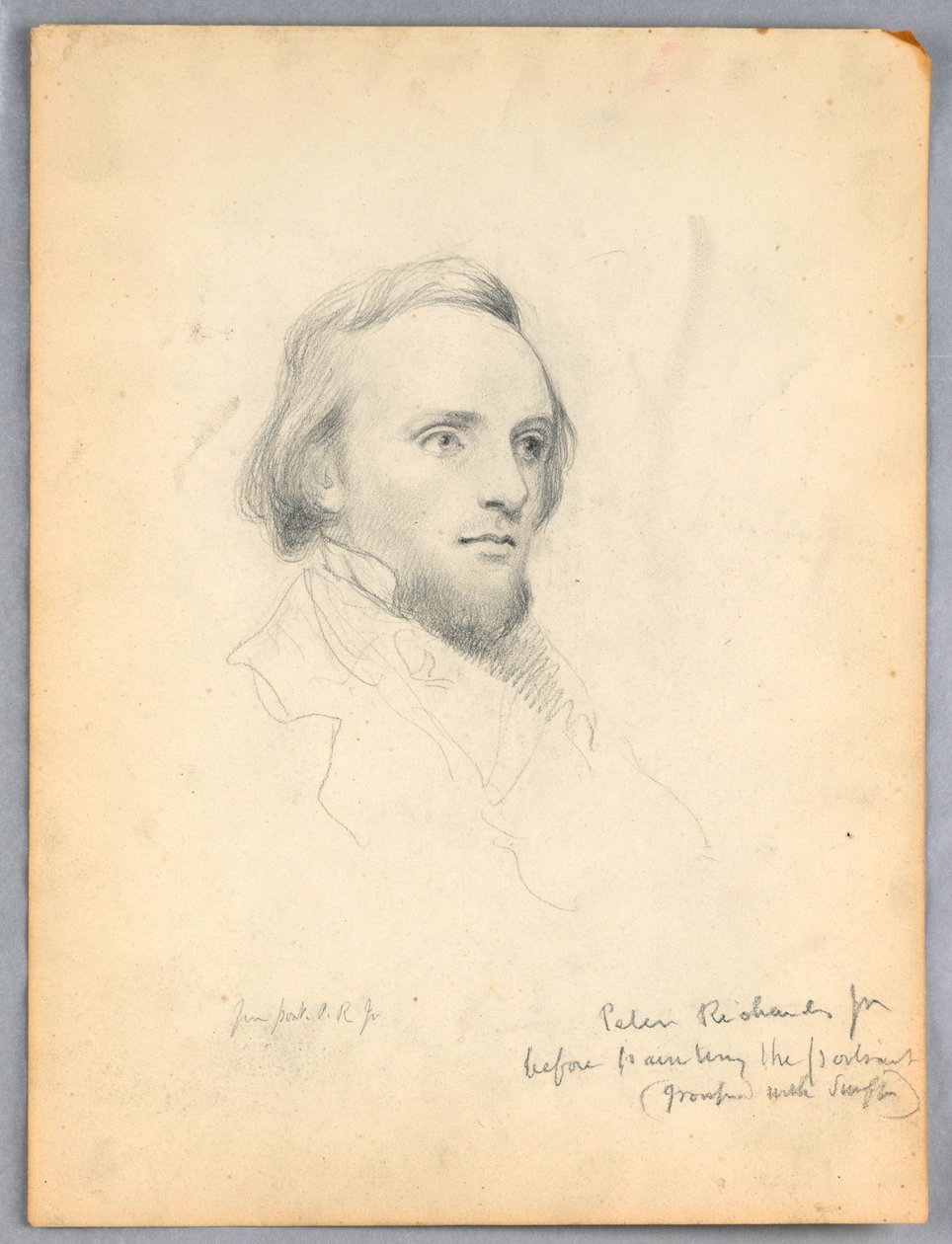 Piirustus, Peter Richardsin pään luonnos muotokuvaa varten, 1849 tekijältä Daniel Huntington