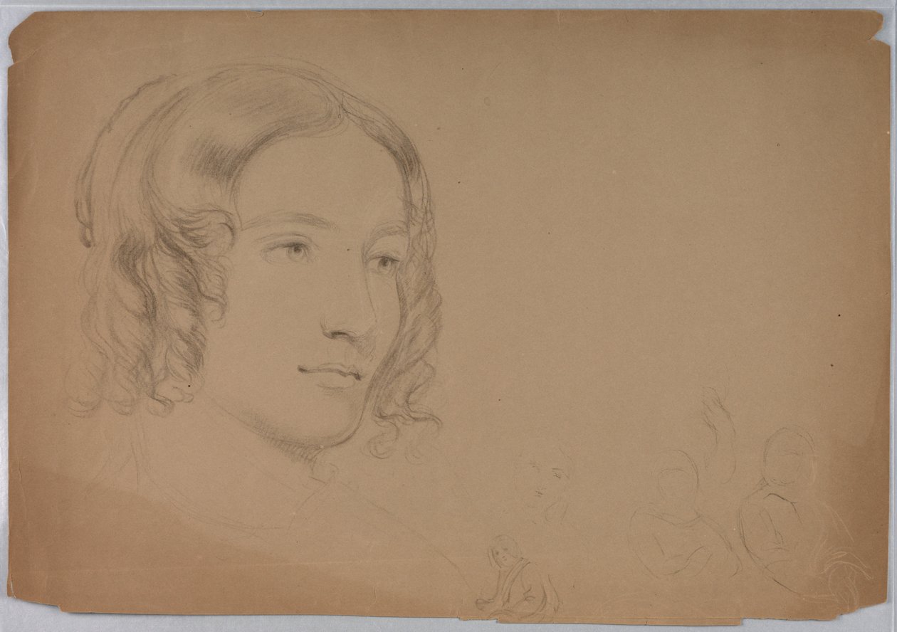 Piirustus, Luonnoksia naisten päistä, 1840-luku tekijältä Daniel Huntington