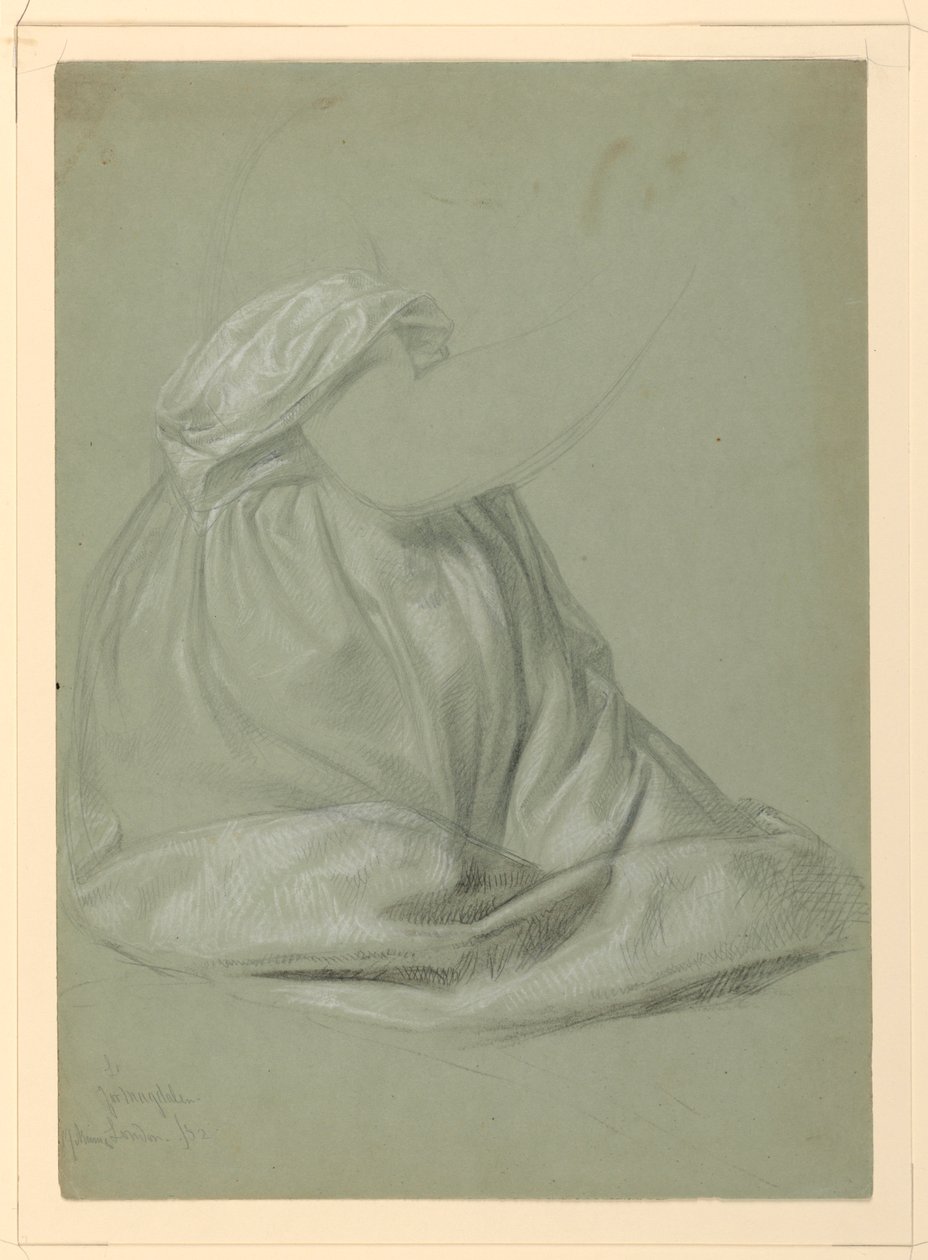 Piirustus, luonnos "A Magdalen", D, 19. marraskuuta 1852. tekijältä Daniel Huntington