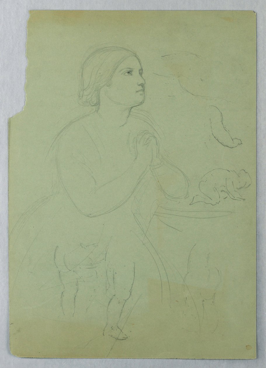 Piirustus, tutkimus "Communion of t", 1845 tekijältä Daniel Huntington