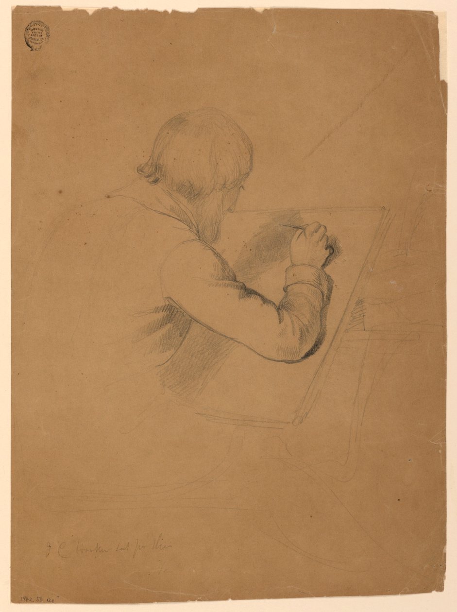Piirros, tutkimus "Sairaiden ehtoollinen", 1844-45. tekijältä Daniel Huntington