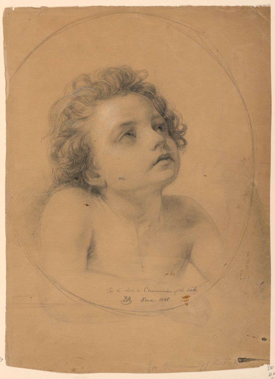 Piirros, tutkimus "Sairaiden ehtoollinen", 1845. tekijältä Daniel Huntington
