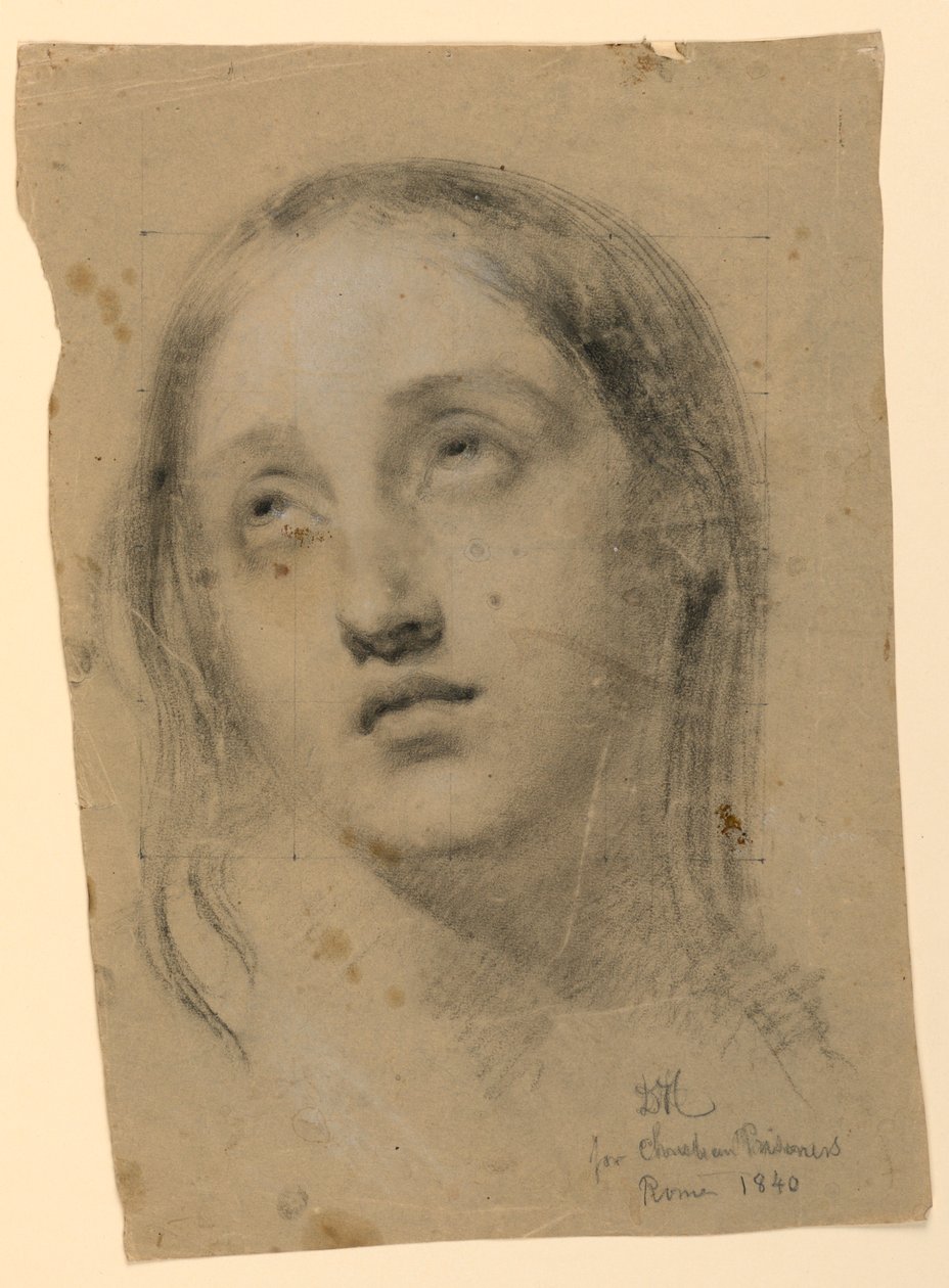 Piirustus, tutkimus "Varhaiskristilliset vangit", 1840. tekijältä Daniel Huntington