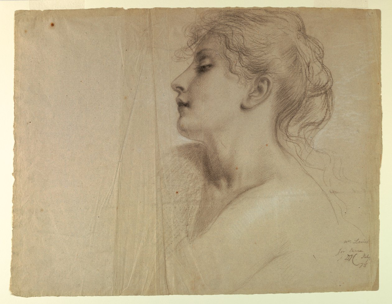 Piirustus, tutkimus "Oikeus ja Pe", 7. heinäkuuta 1878. tekijältä Daniel Huntington