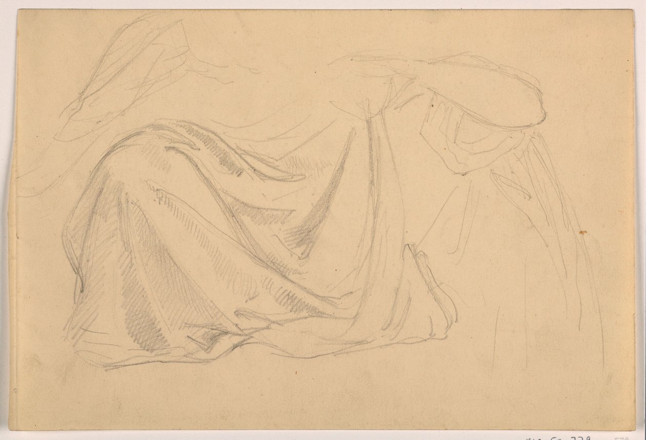Piirustus, luonnos "Oikeudenmukaisuus ja rauha", Draperia, 1878-86. tekijältä Daniel Huntington