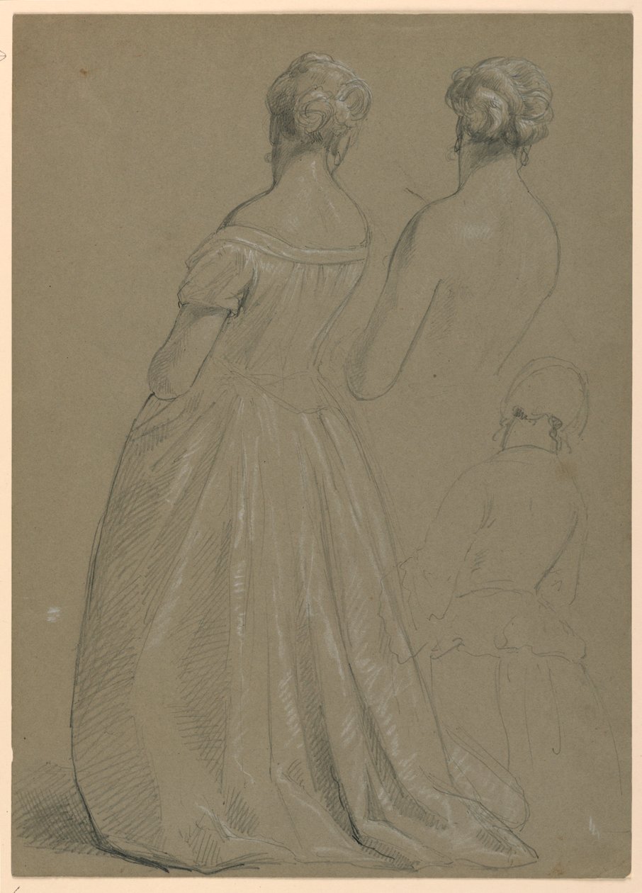 Piirustus, luonnos "Martha Washingtonin vastaanotto", 1860 tekijältä Daniel Huntington