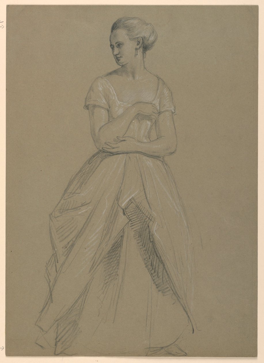 Piirustus, luonnos "Martha Washingtonin vastaanotto", 1860 tekijältä Daniel Huntington