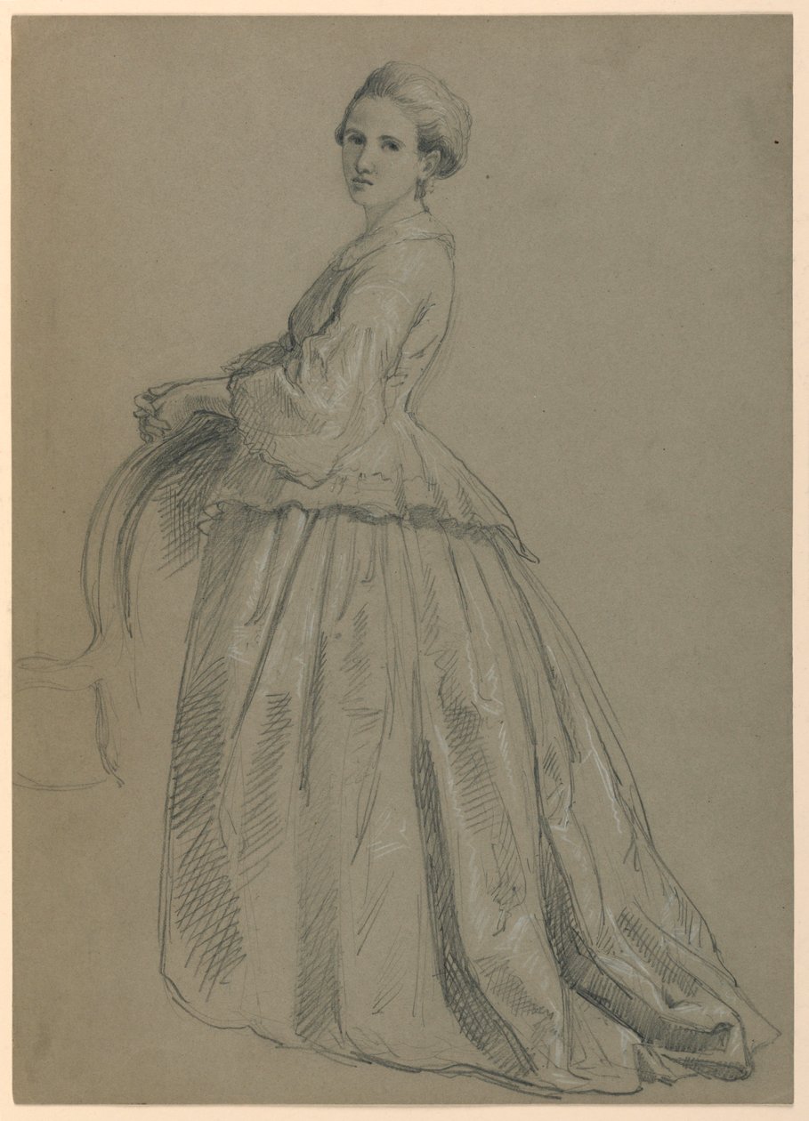Piirustus, luonnos "Martha Washingtonin vastaanotto", 1860 tekijältä Daniel Huntington