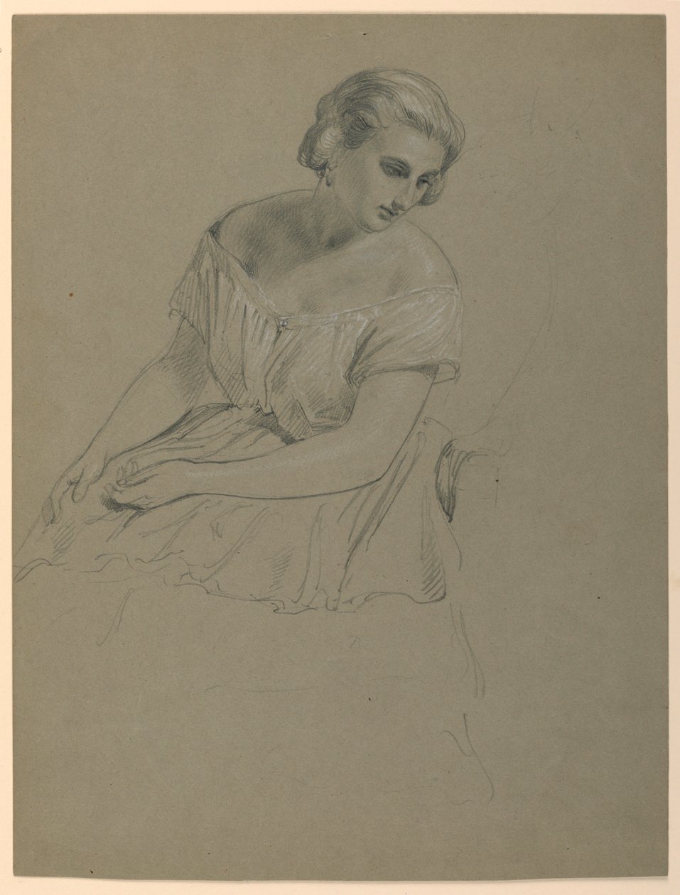 Piirustus, luonnos "Martha Washingtonin vastaanotto", 1860 tekijältä Daniel Huntington