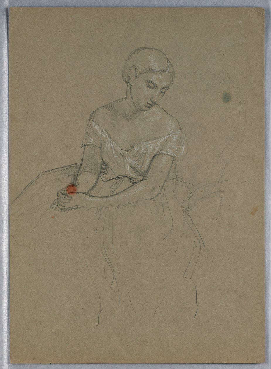 Piirustus, luonnos "Martha Washingtonin vastaanotto", 1860 tekijältä Daniel Huntington