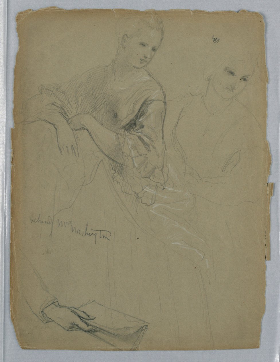 Piirros, luonnos "Martha Washingtonin vastaanotto", 1869 tekijältä Daniel Huntington