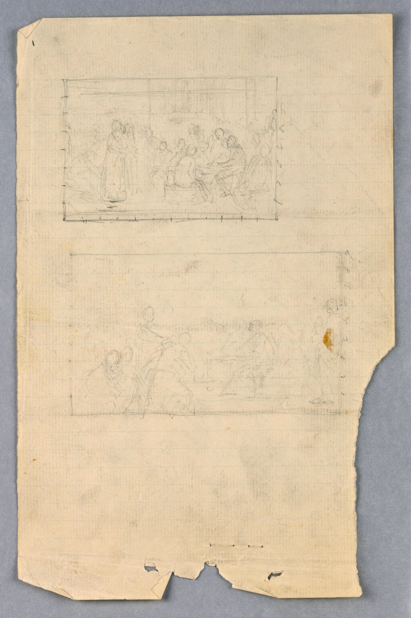 Piirros, Tutkimus "Tieteellinen ryhmä", 1858 tekijältä Daniel Huntington