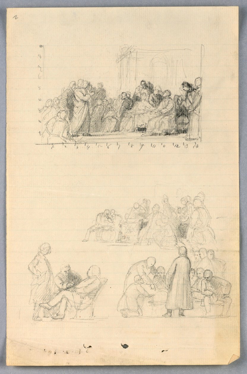 Piirros, Tutkimus "Tieteellinen ryhmä", 1858 tekijältä Daniel Huntington