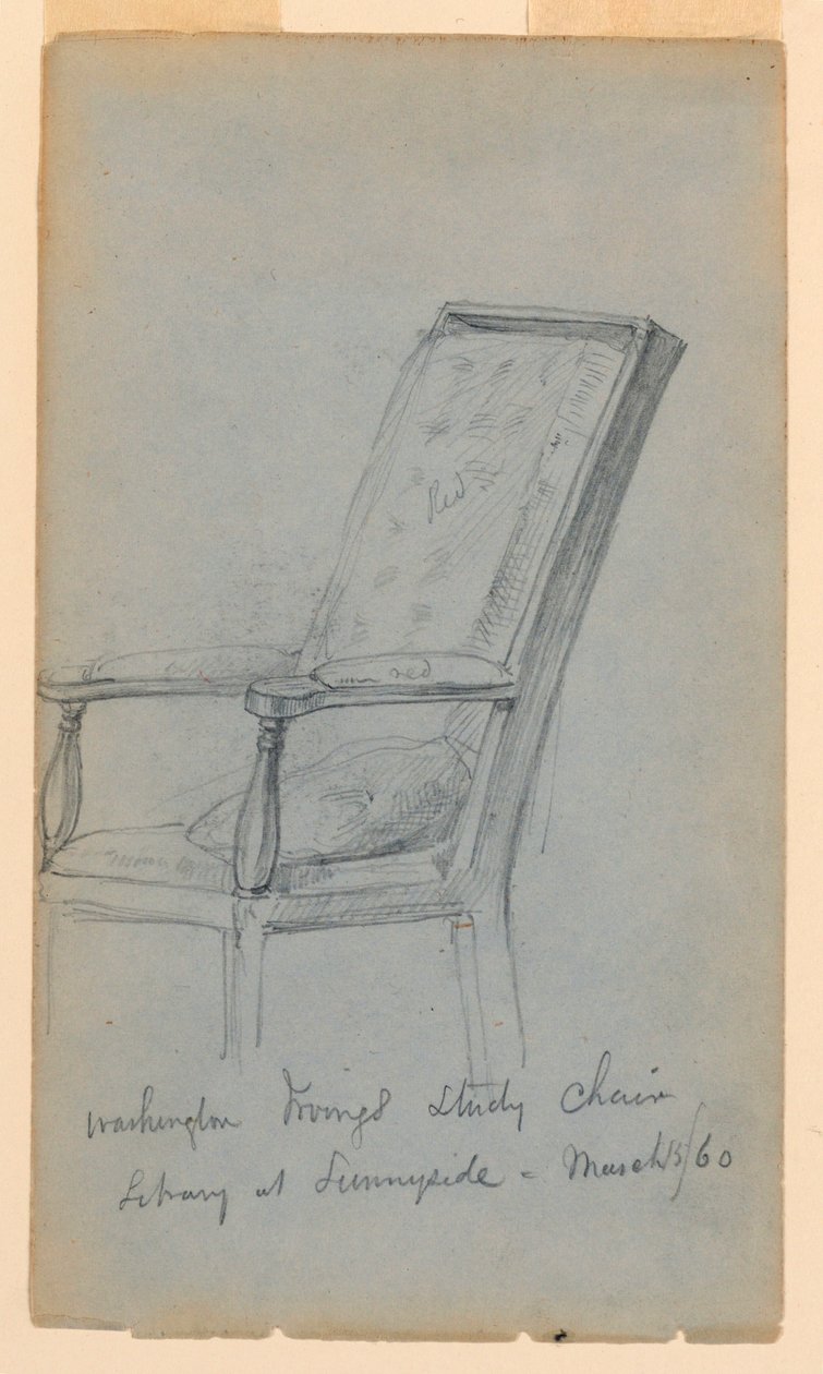 Piirros, Washington Irvingin työhuone, 15. maaliskuuta 1860. tekijältä Daniel Huntington