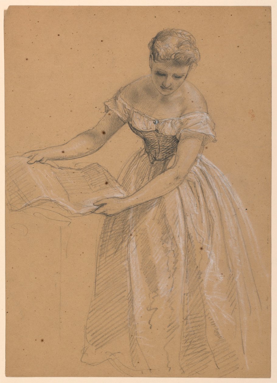 Piirros, nainen seisoo, 1860 tekijältä Daniel Huntington
