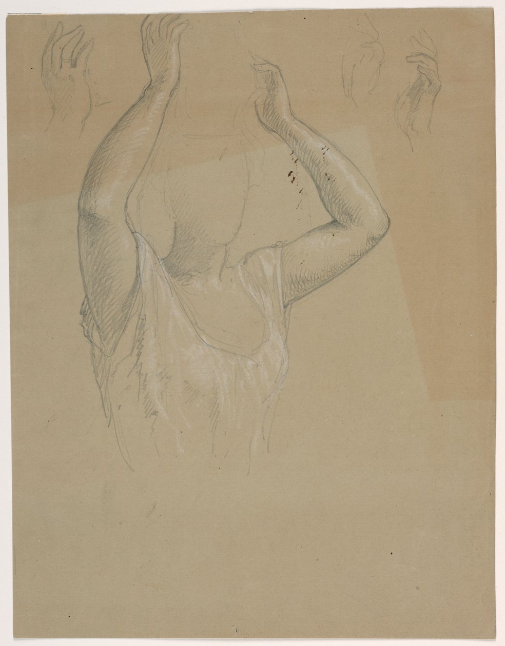 Piirros, Nainen kädet kohotettuna A, 1844-45 tekijältä Daniel Huntington