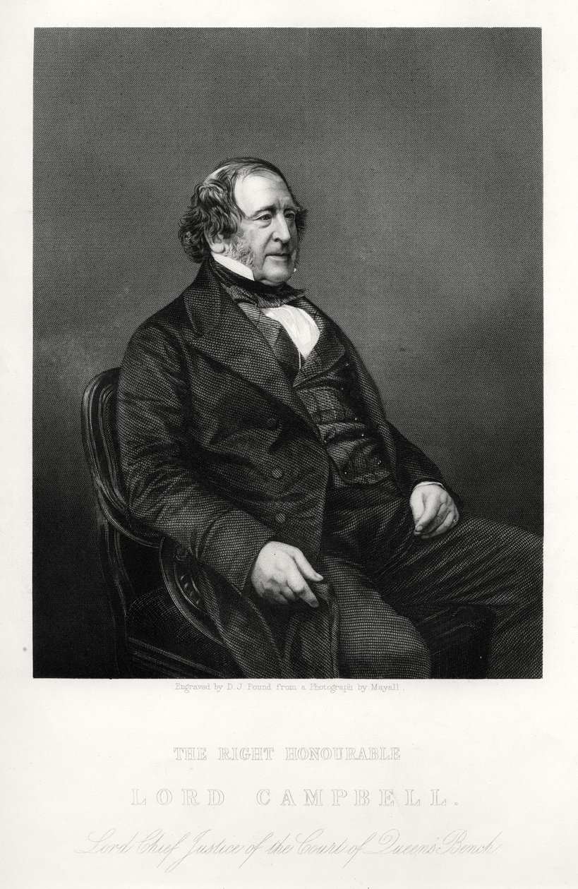 John Campbell, ensimmäinen Baron Campbell, brittiläinen liberaalipoliitikko ja lakimies, vuodelta 1880 tekijältä Daniel John Pound