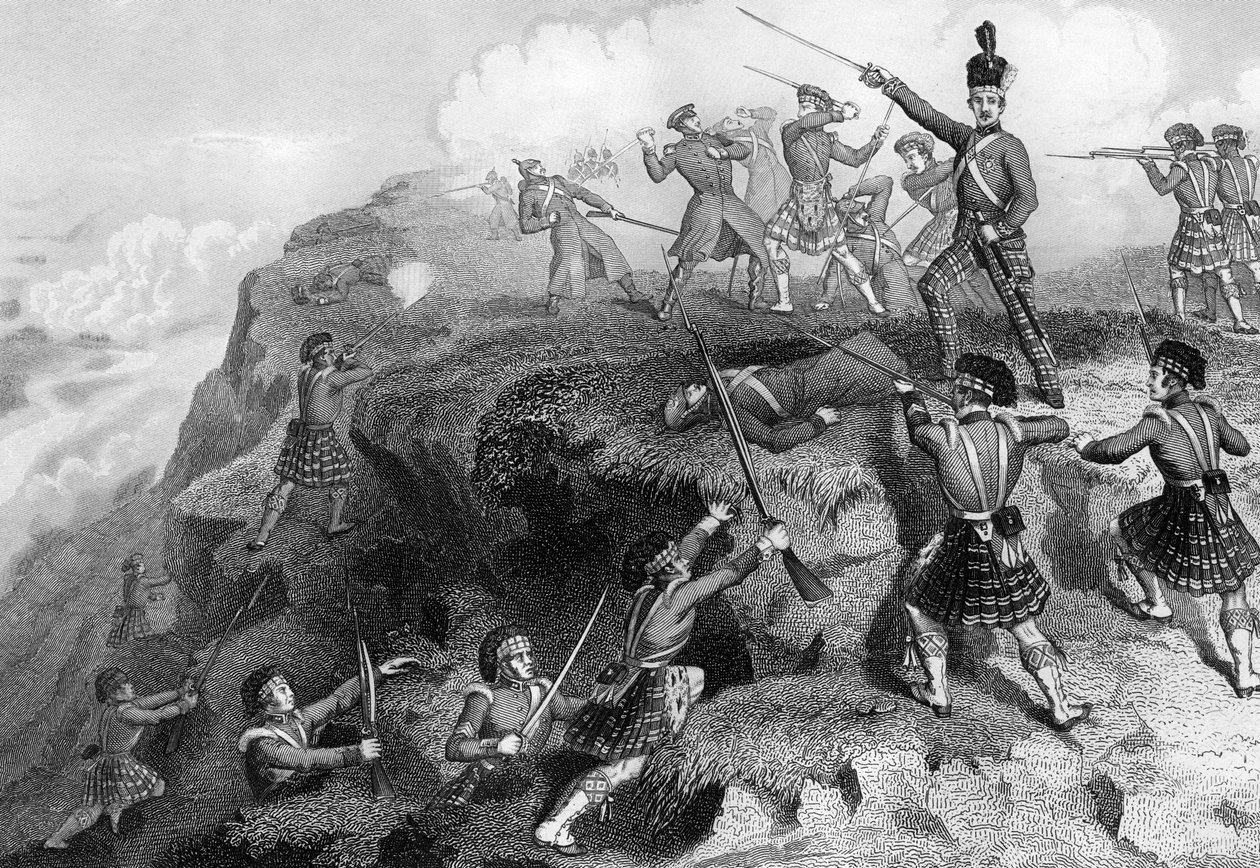 Ylämaalaiset hyökkäämässä Venäjän redouttia vastaan, Alman taistelu, 1854, 1857 tekijältä Daniel John Pound